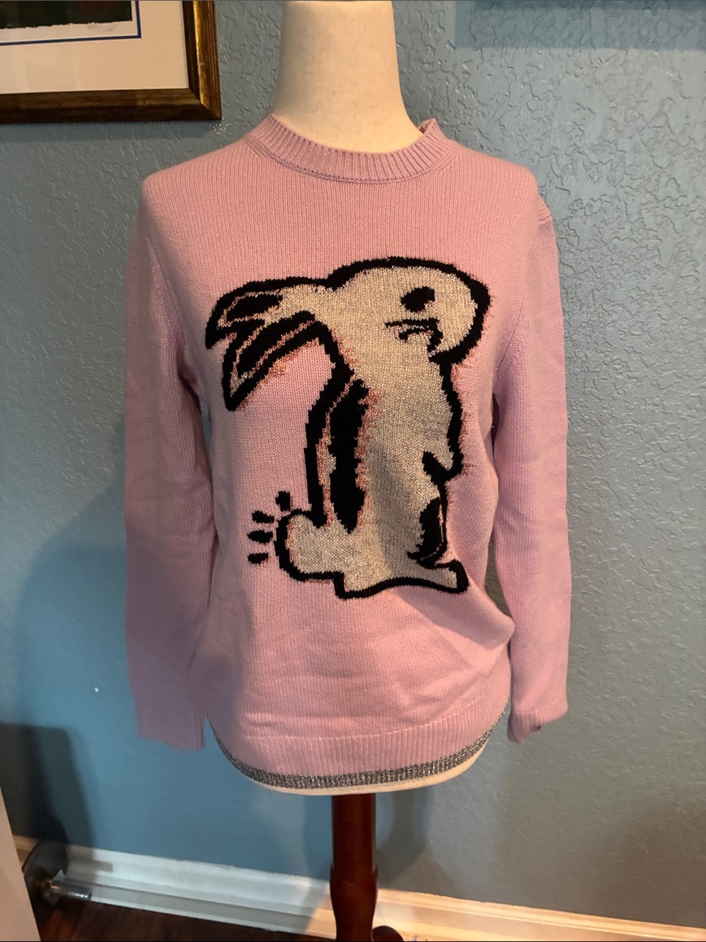 Coach Lavender with Rose Gold and Silver Bunny Graphic Crewneck Sweater